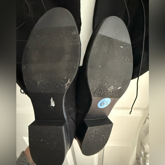 Black Lace-Up Knee High Boots | Faux Suede | Size 6.5 - Picture 4 of 4